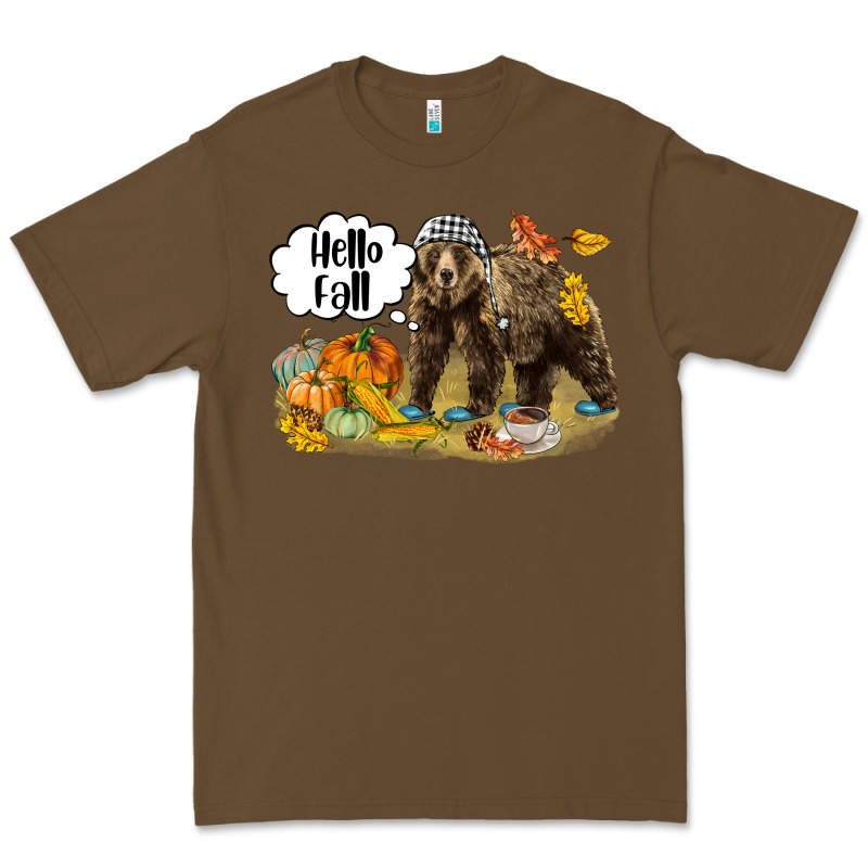 Hello Fall Brown Bear Premium Tee by LillyAllenDesigns | Teevron
