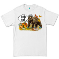 White Hello Fall Brown Bear Premium Tee - LillyAllenDesigns