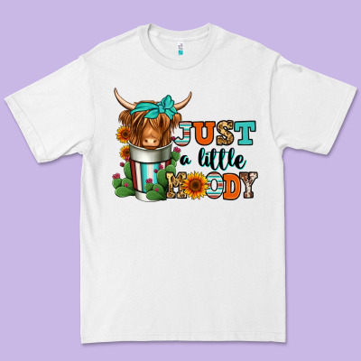 Just A Little Moody Coffee Cup Long Haired Cow Premium Tee Designed By Jasminsmagicworld