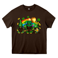 Chocolate Brown St. Patrick's afro gnomies with rainbow Heavy Core Tee - BundleAndBundleShop