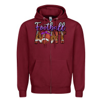 Burgundy Football Aunt Zipper Hoodie - CowhideDigitalArt