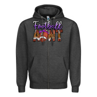 Charcoal Heather Football Aunt Zipper Hoodie - CowhideDigitalArt