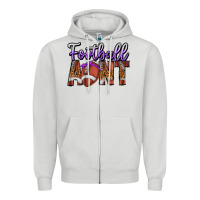Dove Grey Football Aunt Zipper Hoodie - CowhideDigitalArt