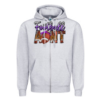 Heather Grey Football Aunt Zipper Hoodie - CowhideDigitalArt