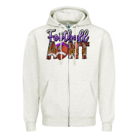 Oatmeal Heather Football Aunt Zipper Hoodie - CowhideDigitalArt