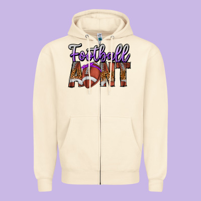 Football Aunt Zipper Hoodie Designed By Cowhidedigitalart