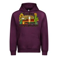 Mauve Wine camping is my happy place caravan Urban Hoodie - BarkalooDesign