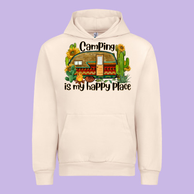 Camping Is My Happy Place Caravan Urban Hoodie Designed By Barkaloodesign