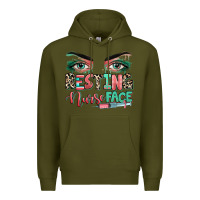 Army Green resting nurse face Premium Hoodie - RanaPortraitStore