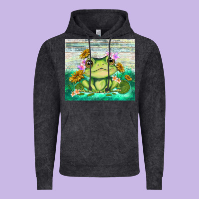Frog With Sunflower Vintage Hoodie Designed By Tumblerdesignbyshophia