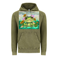 Vintage Olive frog with sunflower Vintage Hoodie - TumblerDesignByShophia