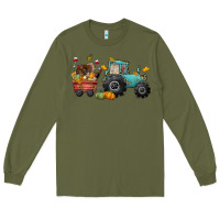Army Green thanksgiving tractor Long Sleeve Tee - CowGirlArtShop