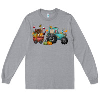 Heather Grey thanksgiving tractor Long Sleeve Tee - CowGirlArtShop