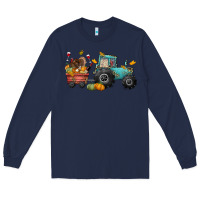 Navy thanksgiving tractor Long Sleeve Tee - CowGirlArtShop