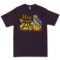 Plum Here Comes Fall Owl Premium Tee - LillyAllenDesigns