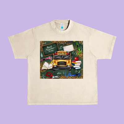 School Bus Back To School Urban Heavy Tee Designed By Texasbilliewilder