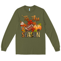 Army Green tis the season football Long Sleeve Tee - CowGirlArtShop