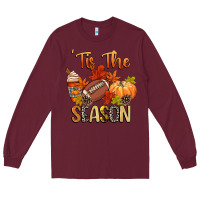 Burgundy tis the season football Long Sleeve Tee - CowGirlArtShop