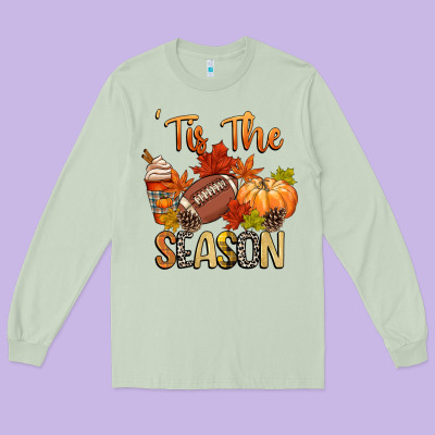 Tis The Season Football Long Sleeve Tee Designed By Cowgirlartshop