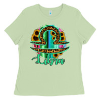 Matcha Libra Zodiac Sign Sunflower Leopard Serape Ladies Tee - RanaPortraitStore