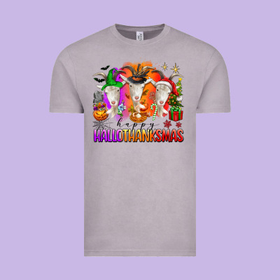 Happy Hallothanksmas Goats Vintage Tee Designed By Texasbilliewilder