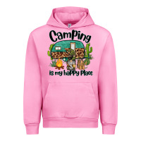 Fuchsia Pink camping is my happy place caravan and gnome Urban Hoodie - BarkalooDesign