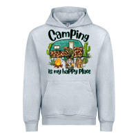 Heather Grey camping is my happy place caravan and gnome Urban Hoodie - BarkalooDesign