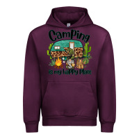 Mauve Wine camping is my happy place caravan and gnome Urban Hoodie - BarkalooDesign