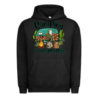 Pigment Black camping is my happy place caravan and gnome Urban Hoodie - BarkalooDesign