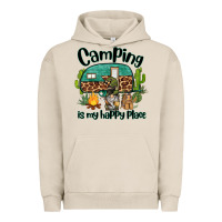 Pigment French Oak camping is my happy place caravan and gnome Urban Hoodie - BarkalooDesign