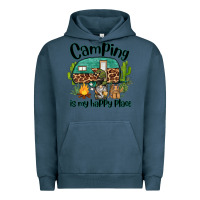 Pigment Midnight Navy camping is my happy place caravan and gnome Urban Hoodie - BarkalooDesign