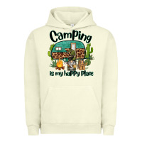 Pigment Pistachio camping is my happy place caravan and gnome Urban Hoodie - BarkalooDesign