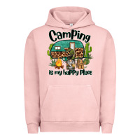 Pigment Salmon camping is my happy place caravan and gnome Urban Hoodie - BarkalooDesign