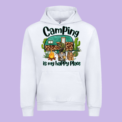 Camping Is My Happy Place Caravan And Gnome Urban Hoodie Designed By Barkaloodesign