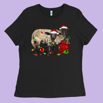 Christmas Suffolk Sheep And Baby Suffolk Sheep Ladies Tee Designed By Lillyallendesigns