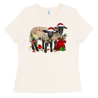 Bone Christmas Suffolk Sheep And Baby Suffolk Sheep Ladies Tee - LillyAllenDesigns