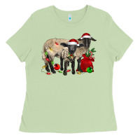 Matcha Christmas Suffolk Sheep And Baby Suffolk Sheep Ladies Tee - LillyAllenDesigns