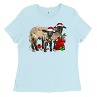 Baby Blue Christmas Suffolk Sheep And Baby Suffolk Sheep Ladies Tee - LillyAllenDesigns
