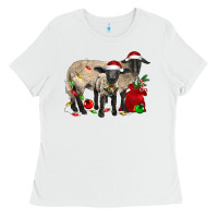 White Christmas Suffolk Sheep And Baby Suffolk Sheep Ladies Tee - LillyAllenDesigns