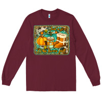 Burgundy just a girl who loves fall background Long Sleeve Tee - Jasminsmagicworld