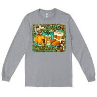 Heather Grey just a girl who loves fall background Long Sleeve Tee - Jasminsmagicworld