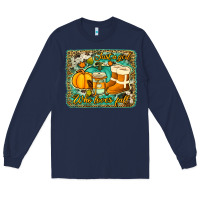 Navy just a girl who loves fall background Long Sleeve Tee - Jasminsmagicworld