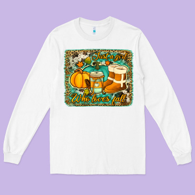 Just A Girl Who Loves Fall Background Long Sleeve Tee Designed By Jasminsmagicworld