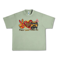 Oil Green peace love school bus Urban Heavy Tee - texasbilliewilder