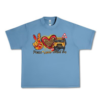 Pebble Blue peace love school bus Urban Heavy Tee - texasbilliewilder