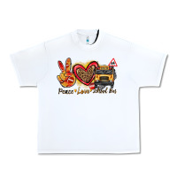 White peace love school bus Urban Heavy Tee - texasbilliewilder