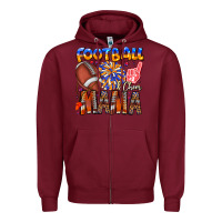 Burgundy football mama Zipper Hoodie - CowhideDigitalArt
