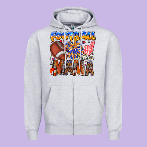 Football Mama Zipper Hoodie Designed By Cowhidedigitalart