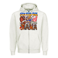 Oatmeal Heather football mama Zipper Hoodie - CowhideDigitalArt