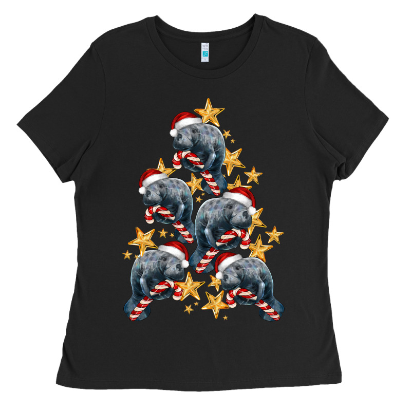 Christmas Tree With Manatee Ladies Tee by LillyAllenDesigns | Teevron